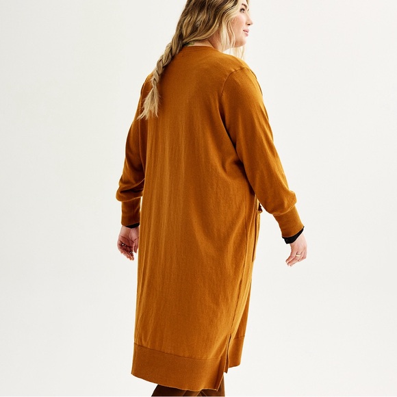 NWT Women’s Nine West cognac duster cardigan with pockets - Picture 2 of 3